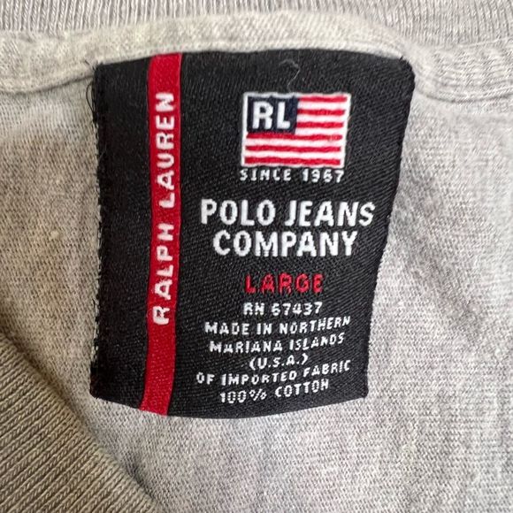 Polo Jeans Company Sporty Gray + Maroon Graphic T Shirt RL-67 Size Large - Picture 5 of 5